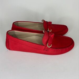 cole haan shoes driving loafers Women Size 8B Red Nubuck Leather Slip On